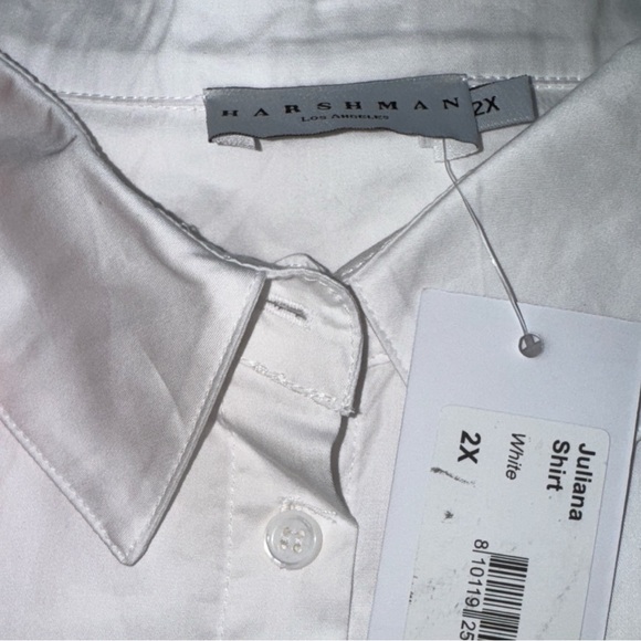 Harshman Juliana White Cotton Ruched Sleeve Shirt 2X NWT - Picture 5 of 5